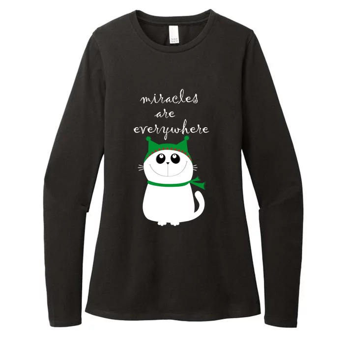 Miracles Are Everywhere Cute Xmas Cat Design Christmas Gift Womens CVC Long Sleeve Shirt