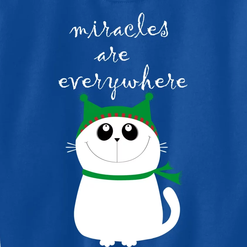 Miracles Are Everywhere Cute Xmas Cat Design Christmas Gift Kids Sweatshirt