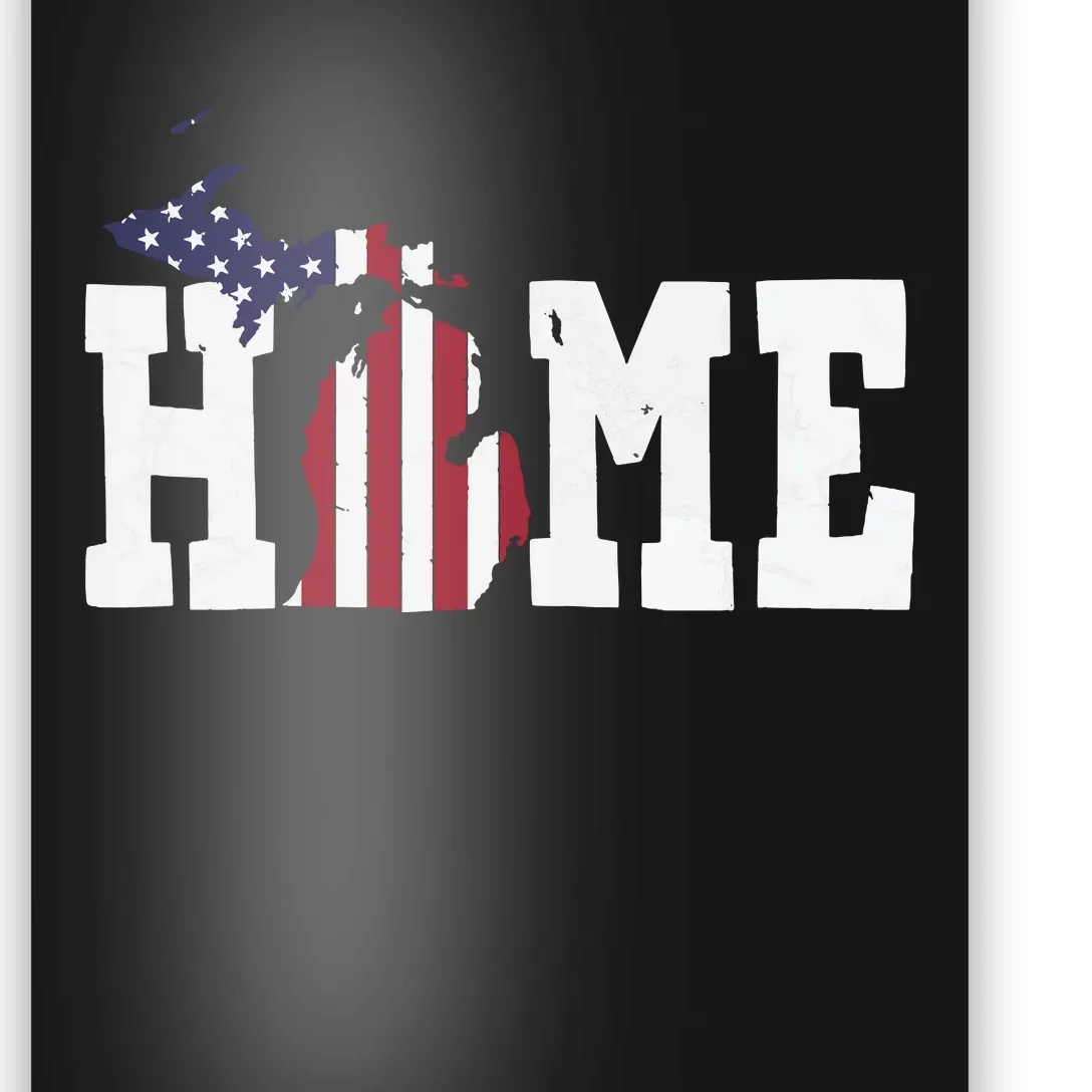 Michigan American Flag Home State Shape Distressed Look Poster