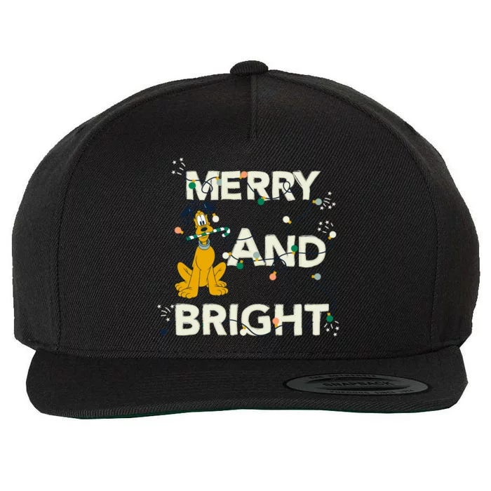 Mickey And Friends Christmas Pluto Merry And Bright Long Sleeve Wool Snapback Cap