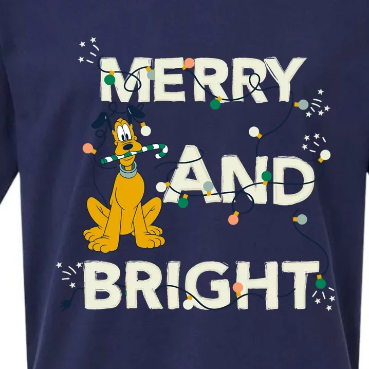 Mickey And Friends Christmas Pluto Merry And Bright Long Sleeve Sueded Cloud Jersey T-Shirt