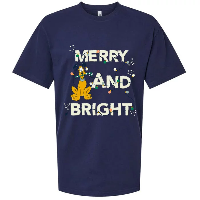 Mickey And Friends Christmas Pluto Merry And Bright Long Sleeve Sueded Cloud Jersey T-Shirt