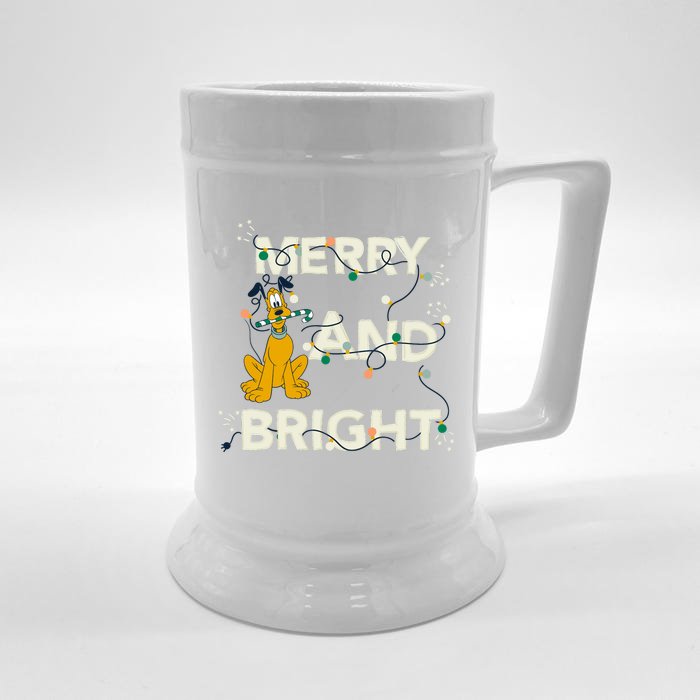 Mickey And Friends Christmas Pluto Merry And Bright Long Sleeve Front & Back Beer Stein