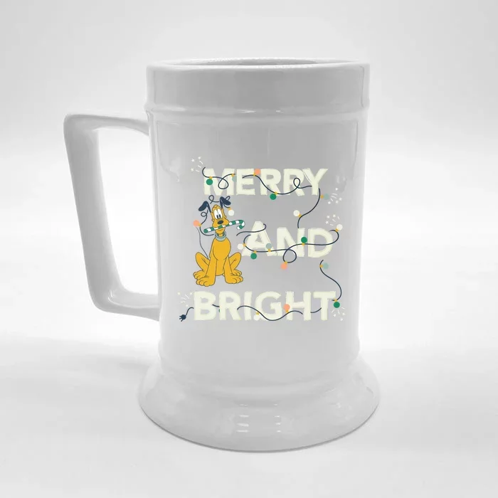 Mickey And Friends Christmas Pluto Merry And Bright Long Sleeve Front & Back Beer Stein