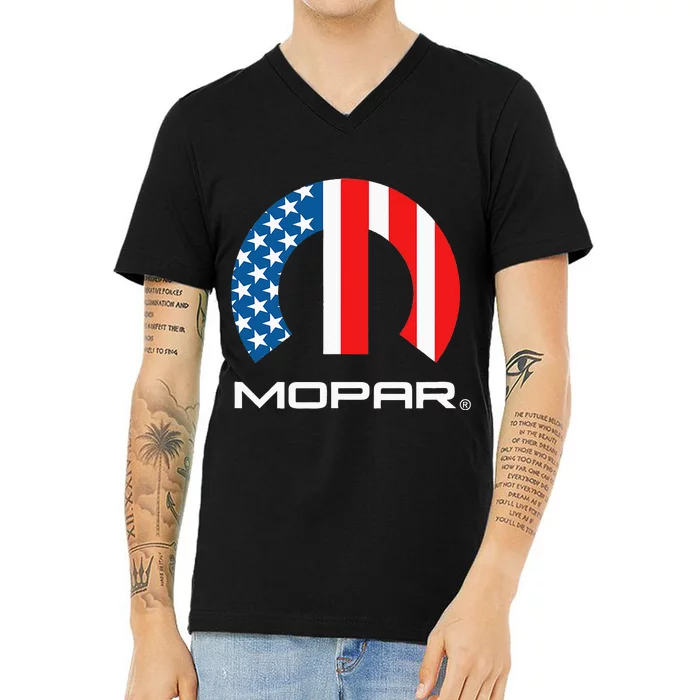 Mopar American Flag V-Neck T-Shirt