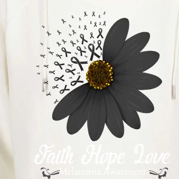 Melanoma Awareness Faith Hope Love Black Ribbon Support Gift Cute Gift Womens Funnel Neck Pullover Hood