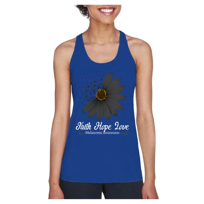 Melanoma Awareness Faith Hope Love Black Ribbon Support Gift Cute Gift Women's Racerback Tank