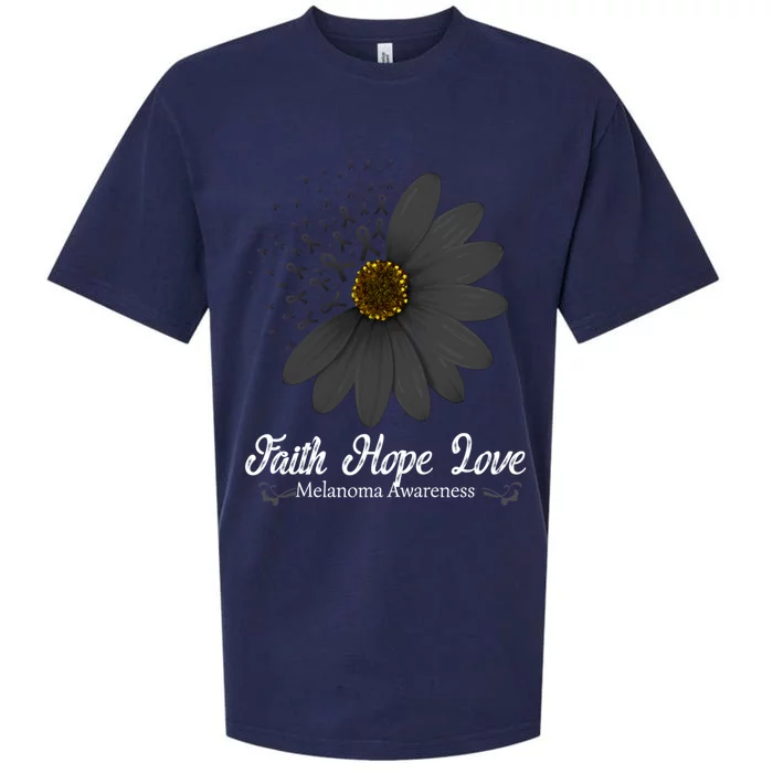 Melanoma Awareness Faith Hope Love Black Ribbon Support Gift Cute Gift Sueded Cloud Jersey T-Shirt