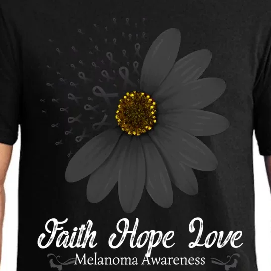 Melanoma Awareness Faith Hope Love Black Ribbon Support Gift Pajama Set