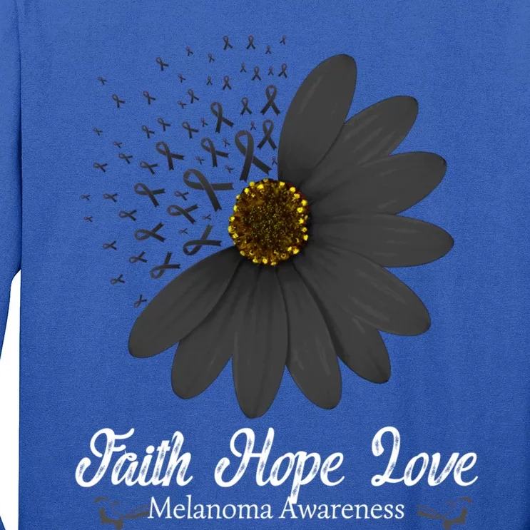 Melanoma Awareness Faith Hope Love Black Ribbon Support Gift Long Sleeve Shirt