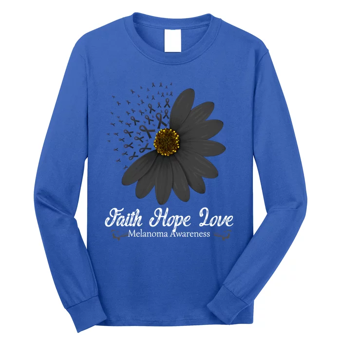 Melanoma Awareness Faith Hope Love Black Ribbon Support Gift Long Sleeve Shirt