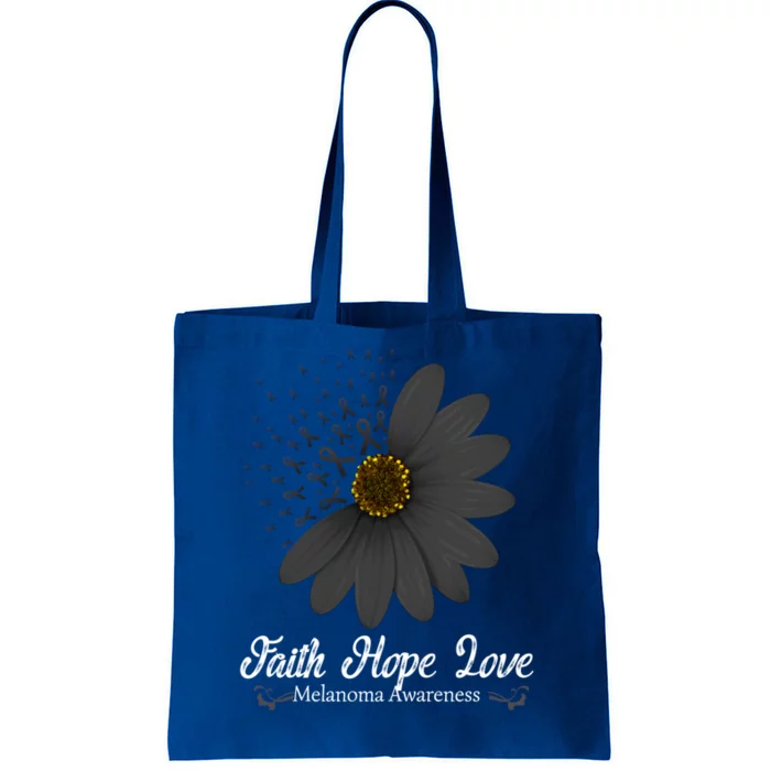 Melanoma Awareness Faith Hope Love Black Ribbon Support Gift Tote Bag