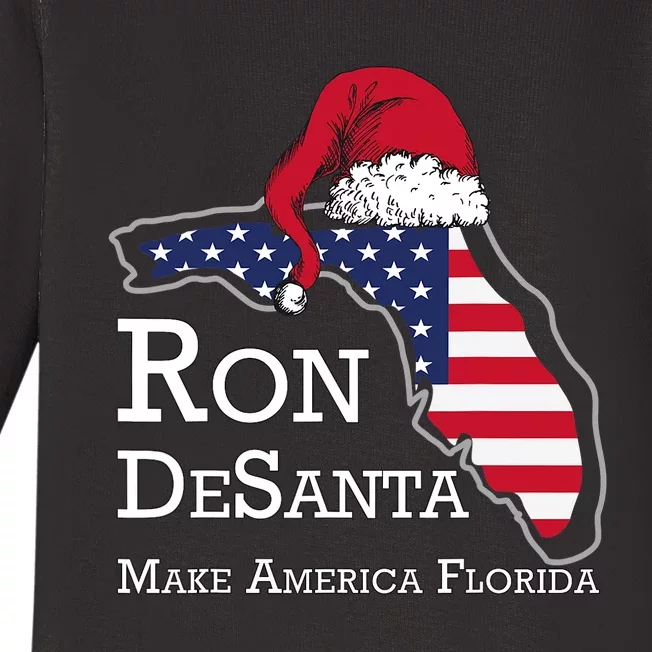 Make America Florida Ron DeSanta DeSantis Election Christmas Baby Long Sleeve Bodysuit