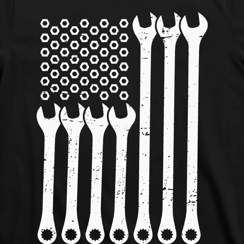 Mechanic American Flag Wrench Mechanics Fans Patriotic T-Shirt