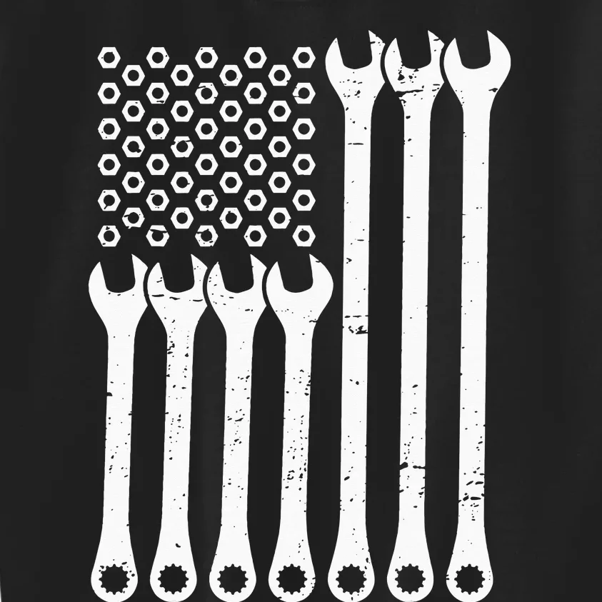 Mechanic American Flag Wrench Mechanics Fans Patriotic Kids Sweatshirt