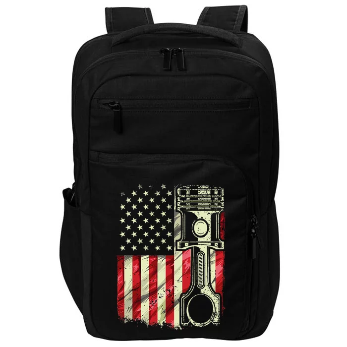 Mechanic American Flag Piston Muscle Car Patriotic Vintage Impact Tech Backpack