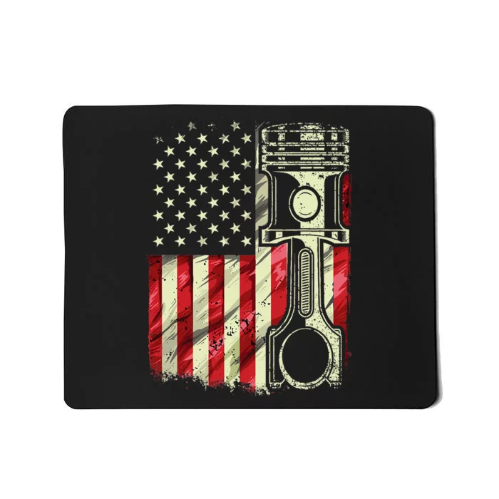 Mechanic American Flag Piston Muscle Car Patriotic Vintage Mousepad