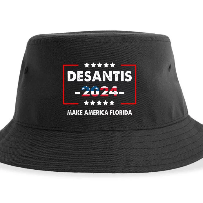 Make America Florida, DeSantis 2024 Election America Flag Sustainable Bucket Hat