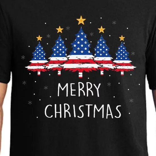 MY AMERICAN FLAG CHRISTMAS TREE Pajama Xmas Funny Pajama Set