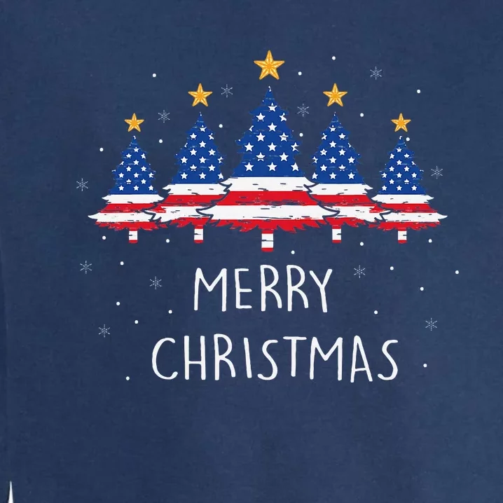 MY AMERICAN FLAG CHRISTMAS TREE Pajama Xmas Funny Garment-Dyed Sweatshirt