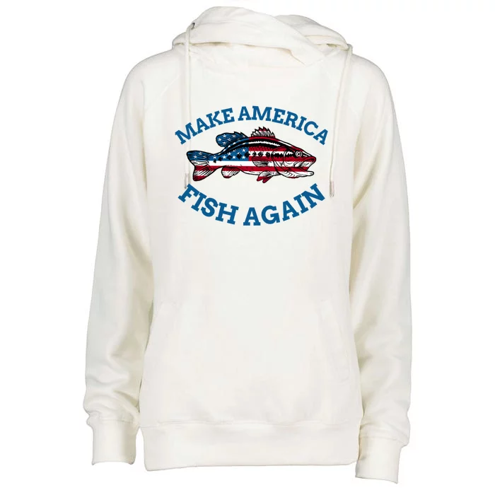 Make America Fish Again Fisherman USA Womens Funnel Neck Pullover Hood