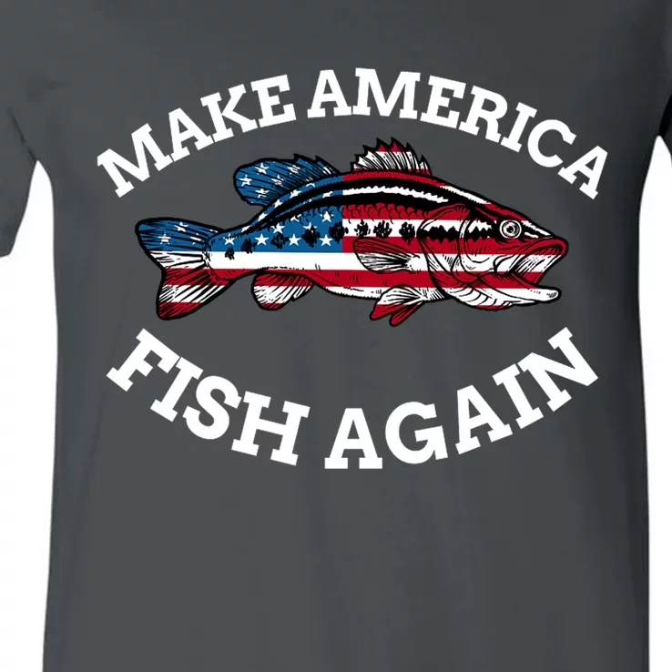 Make America Fish Again Fisherman USA V-Neck T-Shirt