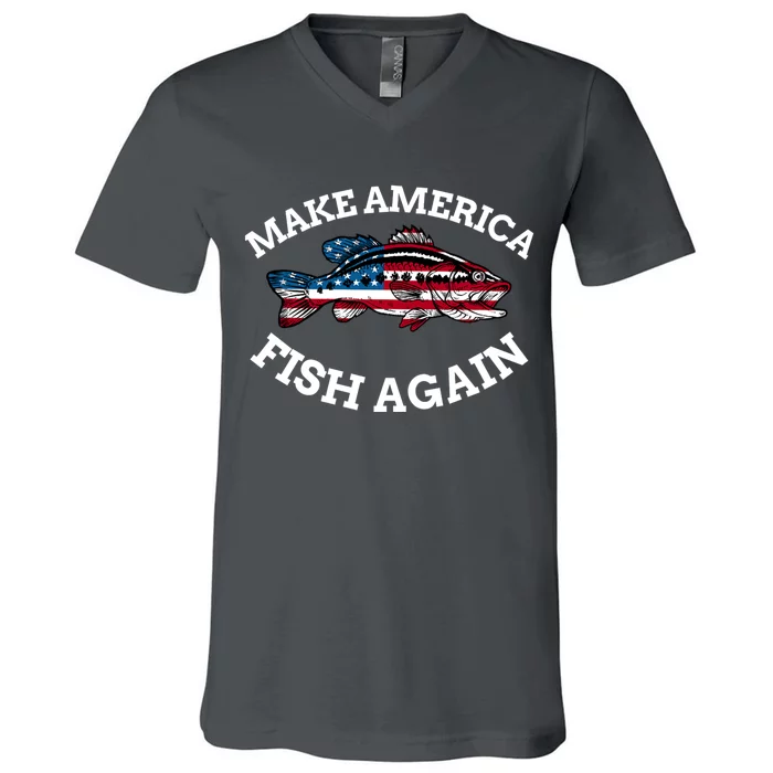 Make America Fish Again Fisherman USA V-Neck T-Shirt