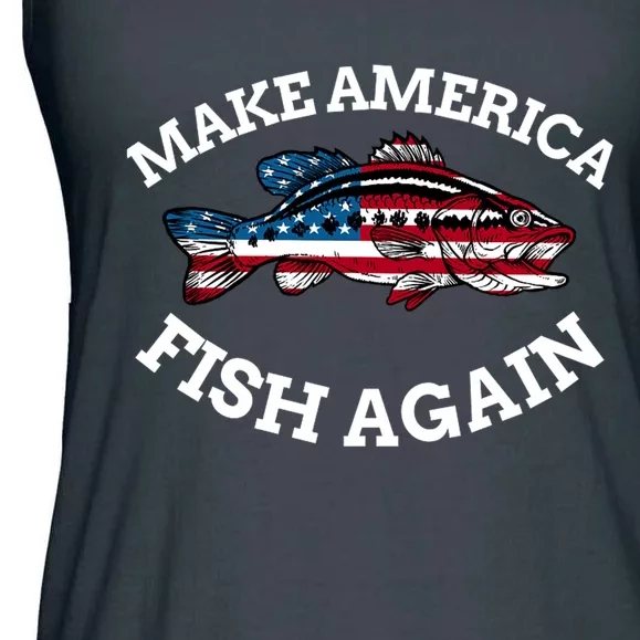 Make America Fish Again Fisherman USA Ladies Essential Flowy Tank