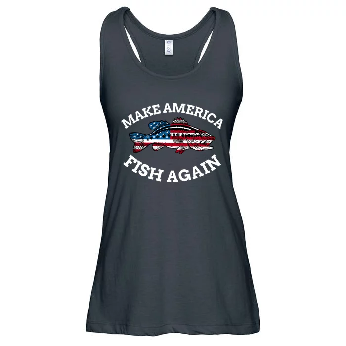 Make America Fish Again Fisherman USA Ladies Essential Flowy Tank