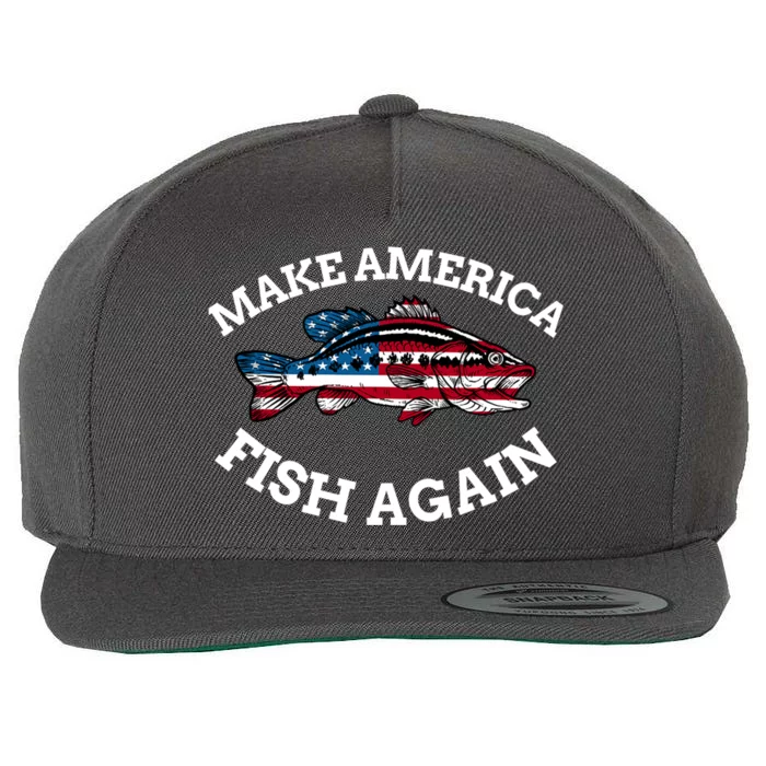 Make America Fish Again Fisherman USA Wool Snapback Cap