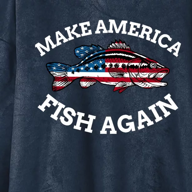 Make America Fish Again Fisherman USA Hooded Wearable Blanket