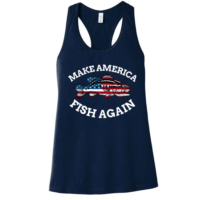 Make America Fish Again Fisherman USA Women's Racerback Tank