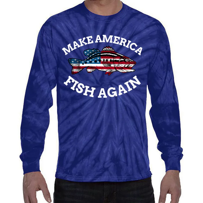 Make America Fish Again Fisherman USA Tie-Dye Long Sleeve Shirt