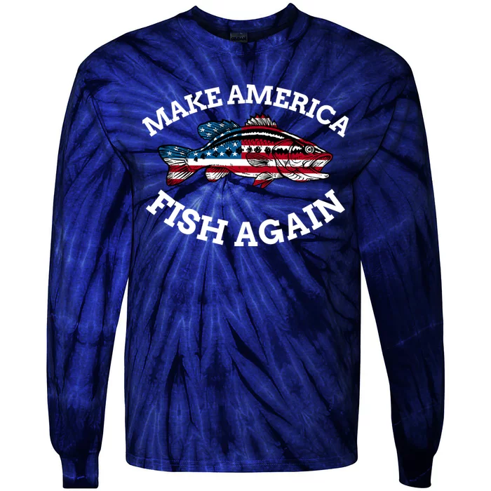 Make America Fish Again Fisherman USA Tie-Dye Long Sleeve Shirt