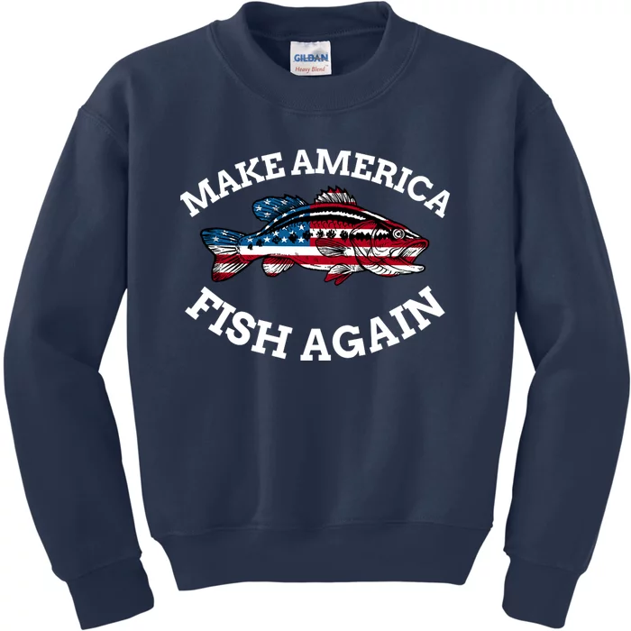 Make America Fish Again Fisherman USA Kids Sweatshirt