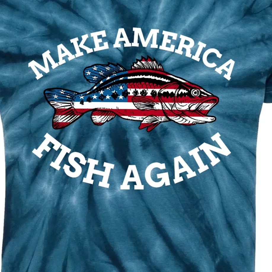 Make America Fish Again Fisherman USA Kids Tie-Dye T-Shirt