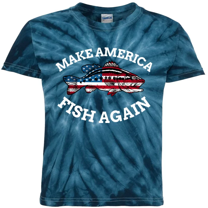 Make America Fish Again Fisherman USA Kids Tie-Dye T-Shirt