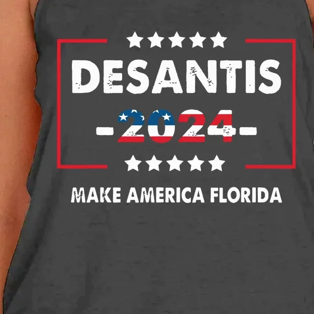 Make America Florida DeSantis 2024 Election Women's Knotted Racerback Tank