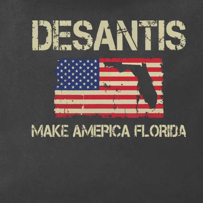 Make America Florida DeSantis 2024 Election Vintage US Flag Zip Tote Bag