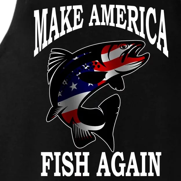 Make America Fish Again USA Fishing Gift Ladies Tri-Blend Wicking Tank