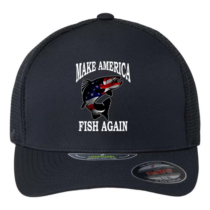 Make America Fish Again USA Fishing Gift Flexfit Unipanel Trucker Cap