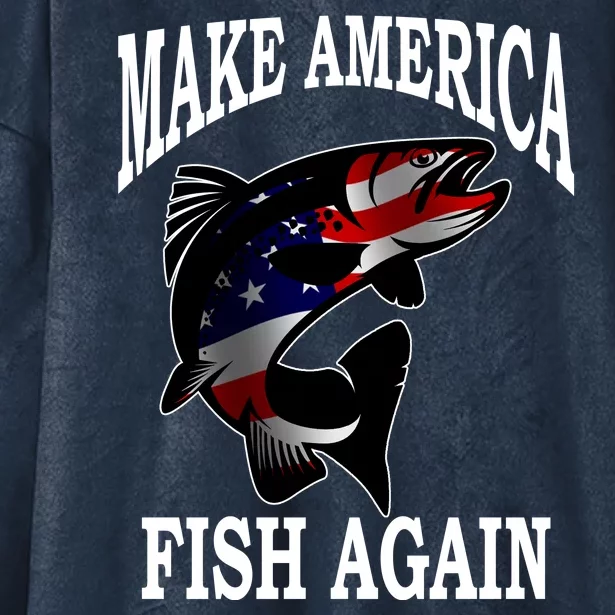 Make America Fish Again USA Fishing Gift Hooded Wearable Blanket