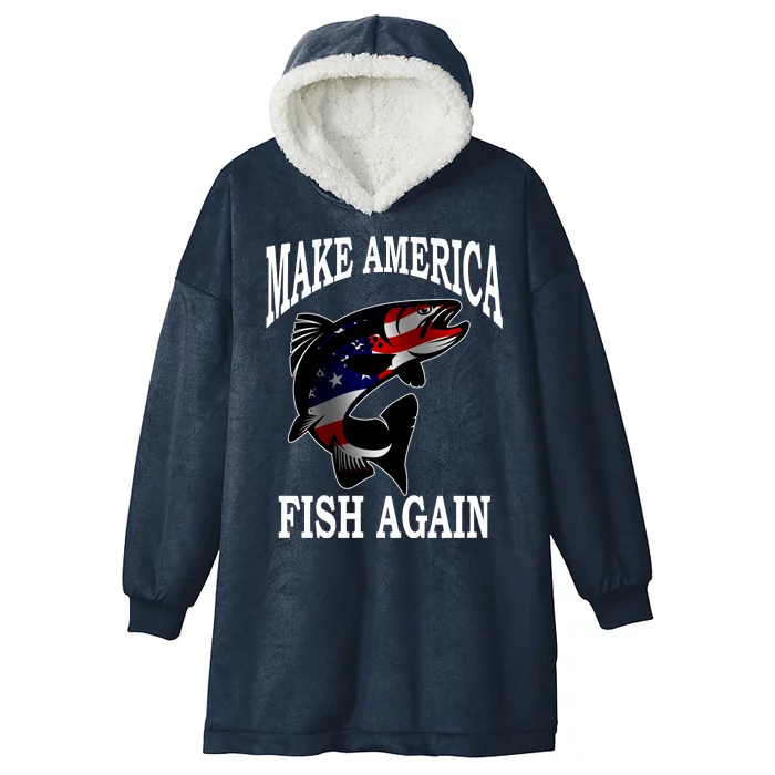 Make America Fish Again USA Fishing Gift Hooded Wearable Blanket