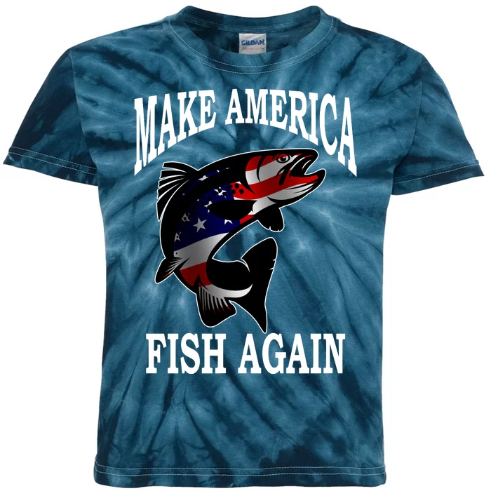 Make America Fish Again USA Fishing Gift Kids Tie-Dye T-Shirt