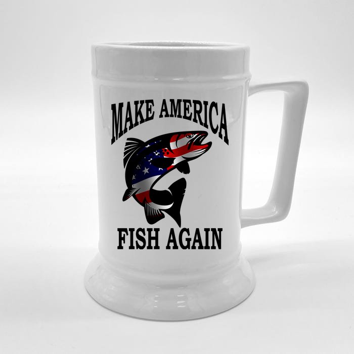 Make America Fish Again USA Fishing Gift Front & Back Beer Stein