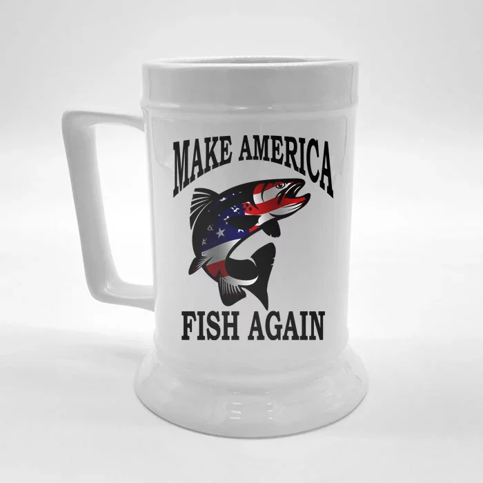 Make America Fish Again USA Fishing Gift Front & Back Beer Stein