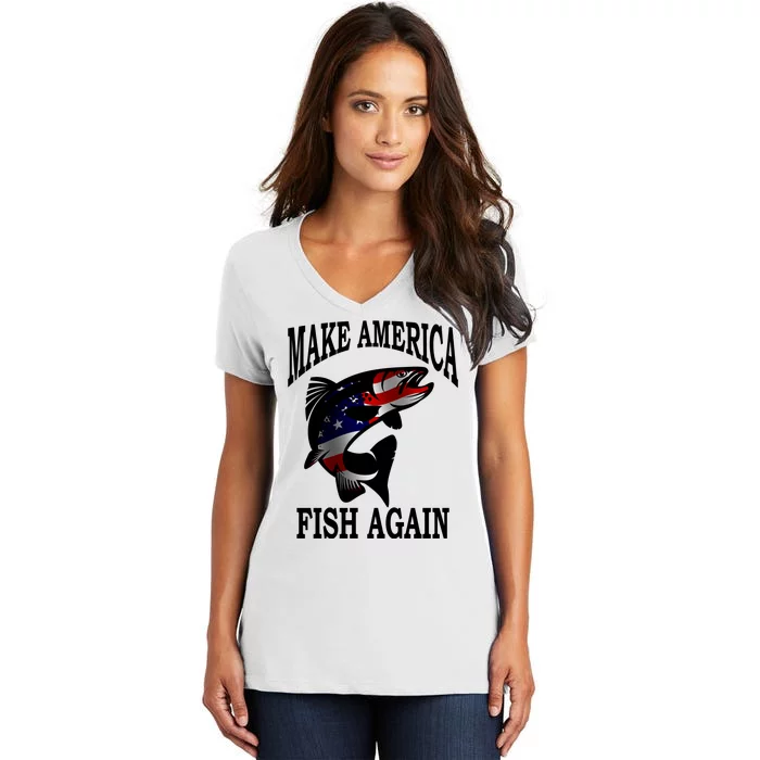 Make America Fish Again USA Fishing Gift Women's V-Neck T-Shirt