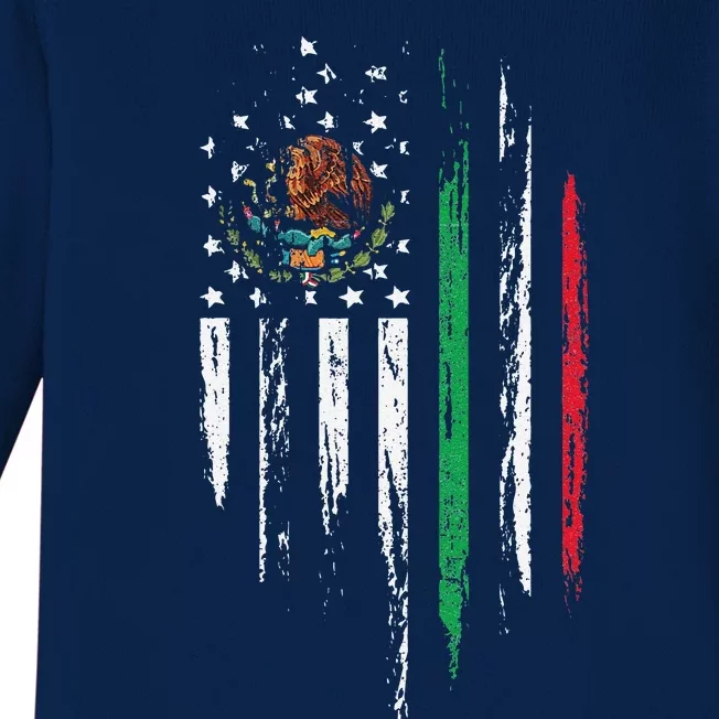 Mexican American Flag Combo Mexico USA Cinco De Mayo Gift Baby Long Sleeve Bodysuit