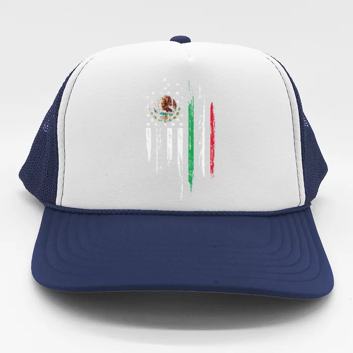 Mexican American Flag Combo Mexico USA Cinco De Mayo Gift Trucker Hat