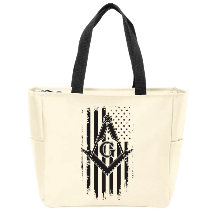 Masonic American Flag Square And Compass Freemason Zip Tote Bag